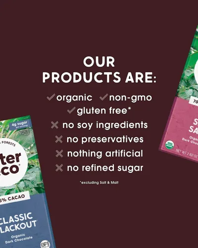 Vista 4 de Alter Eco Barras de chocolate negro Cacao oscuro puro, comercio justo, orgánico, sin OMG, sin gluten (paquete de 2 menta apagón)