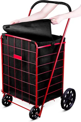 Vista 3 de Handy Laundry Forro para carrito de compras, 18 x 15 x 24 pulgadas, parte inferior cuadrada, se adapta al carrito de compras estándar, cubierta