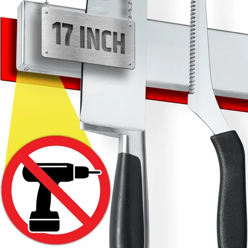Vista 14 de Adhesivo fuerte (sin taladro) Soporte magnético para cuchillos para pared, tira profesional de cuchillos de 10 pulgadas, no necesita tornillos