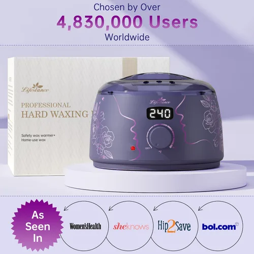 Vista 7 de Lifestance Kit de depilación para mujeres y hombres - Calentador digital L3 Amethyst Trace, forro de silicona para recipiente de cera, depilación