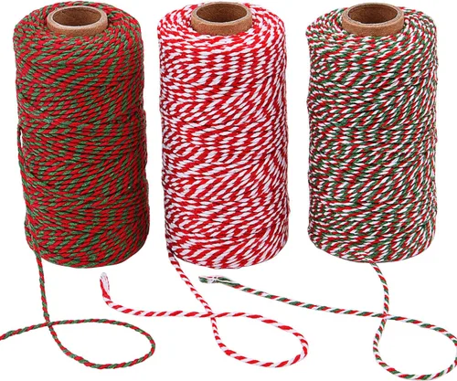 Vista 8 de Sunmns - Cuerda de algodón para envolver regalos, manualidades, 3 rollos, multicolor 2