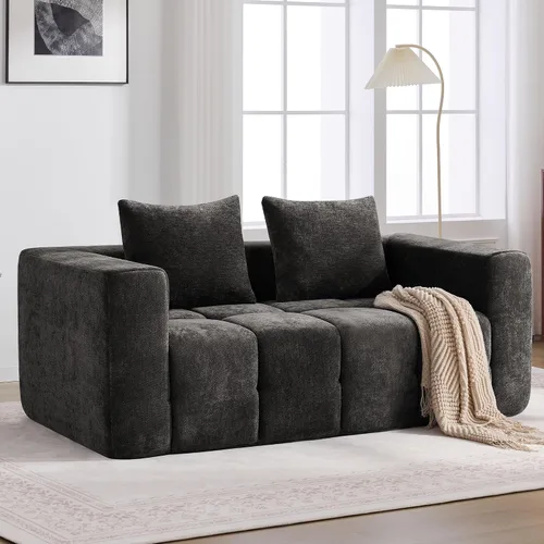 Vista 11 de Sofás sin estructura de 119" tamaño extragrande estilo nube para sala de estar, sofá seccional modular moderno con mechones con asiento profundo
