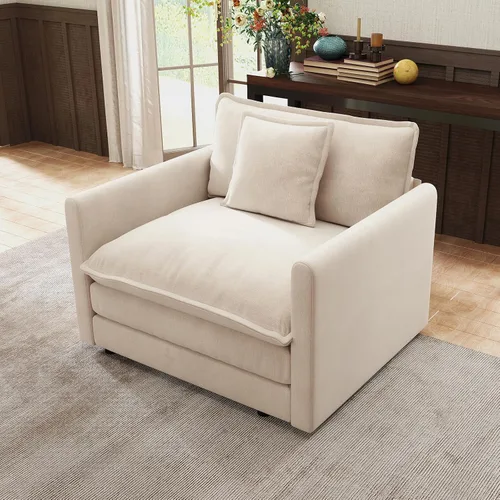 Vista 46 de Sofá seccional modular, sofá seccional en forma de L de 76.7 pulgadas con otomana móvil, cómodo loveseat de chenilla nube con reposabrazos