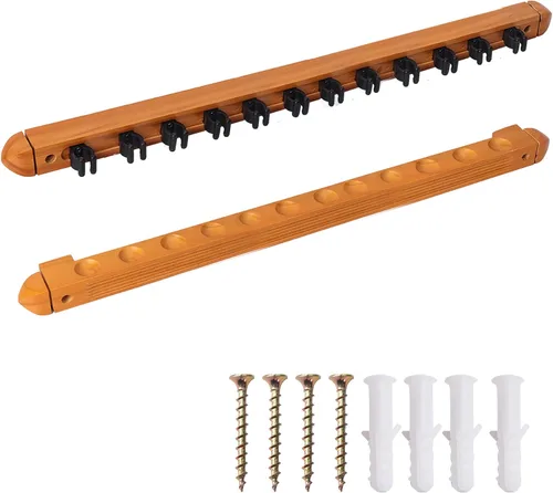 Vista 9 de GSE 2-Piece Wooden Wall Mounted Billiard Pool Cue Rack Holds 6/8/12 Cues Several Colors Available, Pool Stick Holder Only, Space-Saving, Billiard