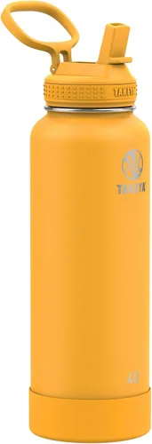 Vista 23 de Takeya Actives - Botella de agua con tapa con popote, duradera y de fácil cuidado, con aislamiento de acero inoxidable, tapa sin BPA con asa
