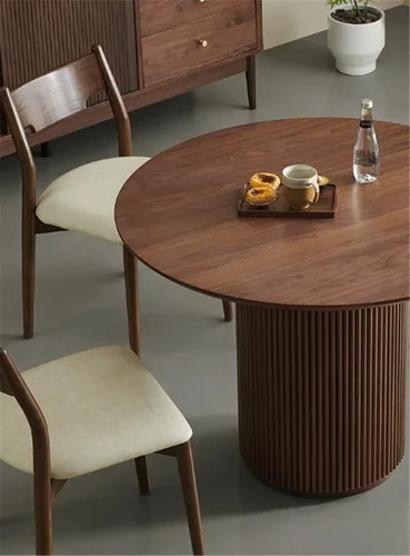 Vista 6 de Mesa de comedor redonda de madera maciza negra, mesa circular de 27.5 pulgadas de ancho para comedor, cocina, ocio, mesa de centro