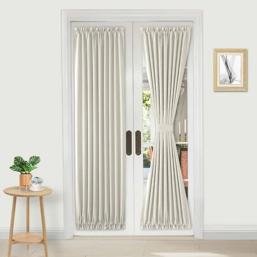 Vista 131 de DWCN Cortinas para Puertas Francesas – Cortinas opacas térmicas con bolsillo para barra para puertas con ventana de cristal, puertas de cocina