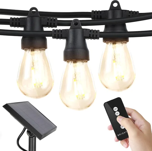 Vista 3 de Brightech Ambience Pro - Cadena de luces para exteriores con control remoto de energía solar, incluye un panel solar de repuesto adicional, grado