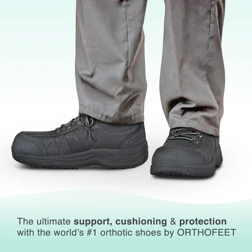 Vista 2 de Orthofeet Zapatos ortopédicos de trabajo de dolomita de cuero para hombre