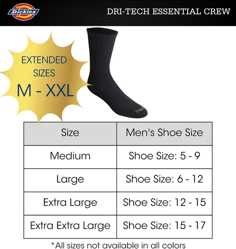 Vista 3 de Dickies Men's Dri-tech Essential Moisture Control Crew Socks Multipack