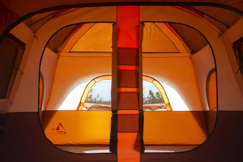 Vista 12 de KTT Extra Large Tent 12-14 Person,Family Cabin Tents,2 Bay-Windows,2 Rooms and 3 Doors 3 Windows with Mesh,Waterproof,Straight Wall,Double Layer,Big