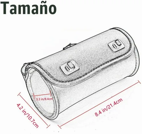 Vista 3 de kucehiup Bolsa para manillar de motocicleta, bolsa universal enrollable de herramientas de piel sintética (negro)