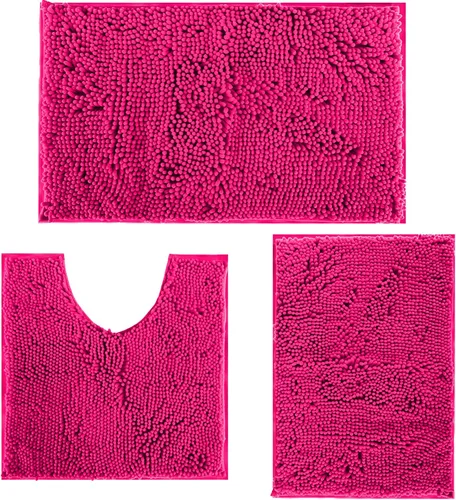 Vista 28 de Juego de 3 alfombras de baño antideslizantes de 3 piezas, alfombra de baño ultra suave, alfombra de baño absorbente y peluda, juego perfecto