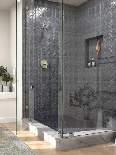 Vista 3 de Moen Gibson Níquel cepillado de rendimiento ecológico moderno para ducha con grifo de baño y mango con palanca, válvula Posi-Temp requerida