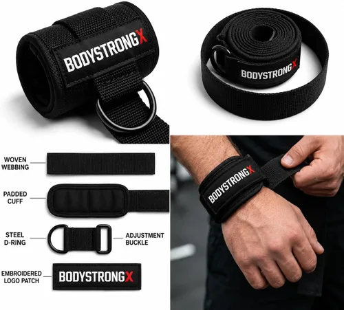 Vista 4 de GripLink - Correas de levantamiento de pesas con anillo en D, correas de muñeca resistentes con agarre de silicona antideslizante, soporte ajustable