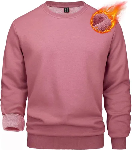 Vista 37 de MAGCOMSEN Sudadera de cuello redondo para hombre de manga larga casual cálida de forro polar
