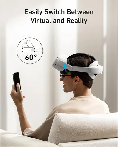 Vista 2 de Anker Head Starp compatible con Oculus Quest 2 cambia fácilmente entre virtual y realidad tamaño ajustable para usar