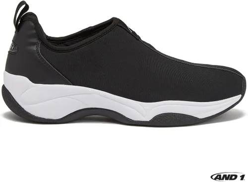 Vista 2 de AND1 Too Chillin - Zapatos sin cordones para hombre, zapatos de baloncesto retro fuera de la cancha para hombre, talla 7-16, negro, blanco, azul