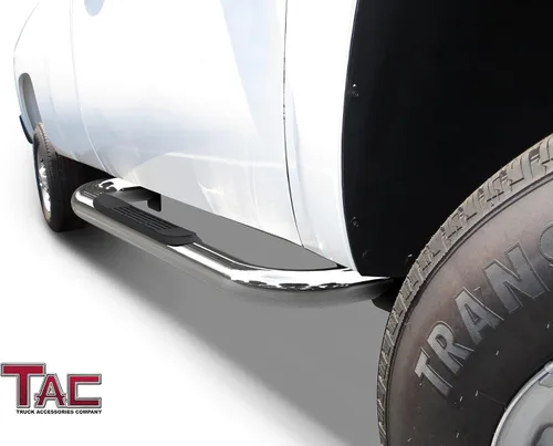 Vista 2 de TAC - Estribos laterales para Chevy Silverado/GMC Sierra 1500 1999-2018 Cabina regular, Silverado/Sierra 2500/3500 1999-2019 cabina regular