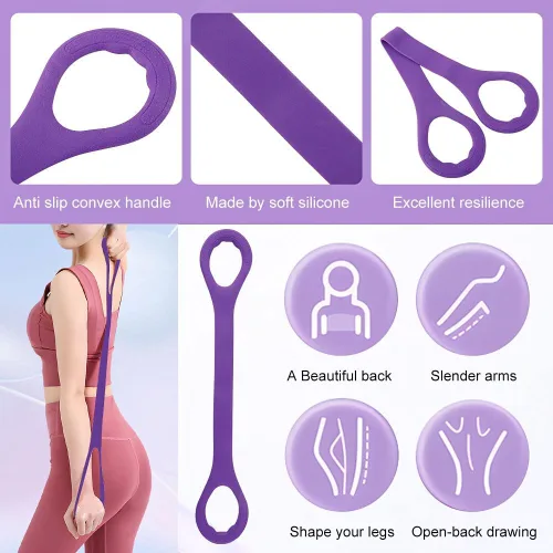 Vista 5 de 21 Bandas de Resistencia para Fitness - 6 Tubos con Pedal y Tirador de Tobillo, Cuerda de Tensión Multifunción, Banda de Resistencia con Pedal