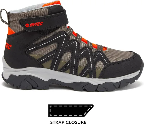 Vista 2 de HI-TEC Ravus Blast Mid - Botas de senderismo para niños, sin atar, ligeras, transpirables, para exteriores, tallas 1 a 7