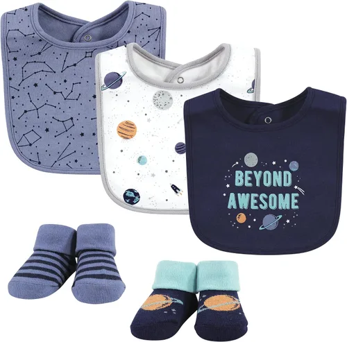 Vista 60 de Hudson Baby Conjunto de babero y calcetines unisex de algodón para bebé