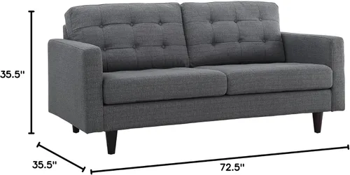 Vista 2 de Modway EEI-1547-DOR Empress Mid-Century - Sofá biplaza tapizado de tela en gris