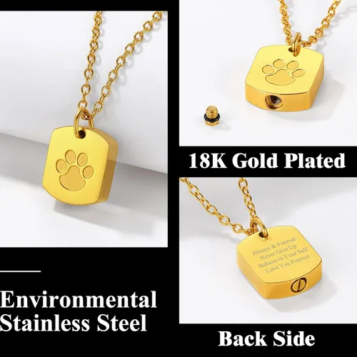 Vista 22 de Richsteel Collar de urna para cenizas, joyería de cremación, colgante de recuerdo conmemorativo con cadena
