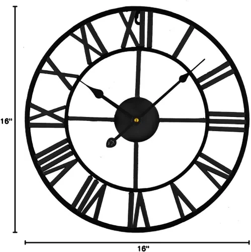 Vista 7 de Timelike Reloj de pared romano grande, estilo rústico, vintage, de metal, reloj de pared grande de gran tamaño, para el hogar, sala de estar Negro
