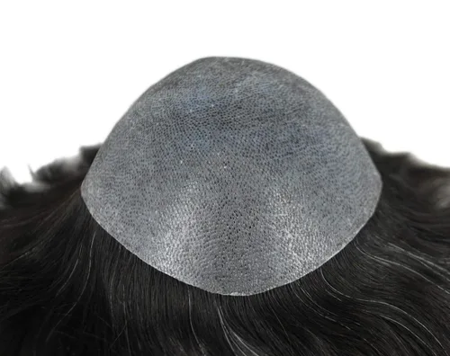 Vista 3 de Peluca de cabello humano natural para hombre, color negro, mezcla de gris, 1B10