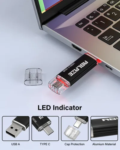 Vista 4 de ABLAZE 16GB Unidad Flash USB Tipo C 10 Pack, Memoria Stick Thumb Drive Dual USB 2.0+USB C Compatible con iPhone 16/15, Smartphone Android