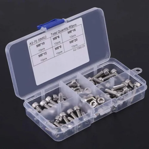 Vista 3 de 60pcs M5 Acero Inoxidable Plano Avellanado Cabeza Redonda Tornillos Tornillos Cabeza Tornillo de Cabeza Surtido Kit Sujetadores Tapa Tornillos DUOER