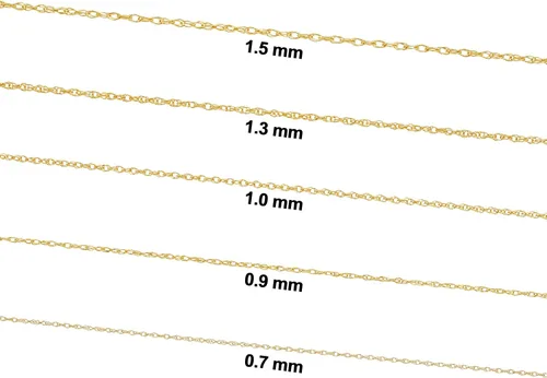 Vista 3 de Kooljewelry - Cadena de cuerda de oro amarillo auténtico de 14 quilates, para dije, collar para mujer (0.028, 0.035, 0.039, 0.051 o 0.059 pulgadas)