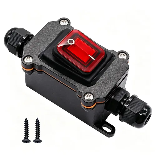Vista 8 de IP67 Interruptor de línea impermeable en línea 16A/250V 20A/125V CA DPST de 4 pines, 2 posiciones, interruptor de palanca exterior con botón de Verde
