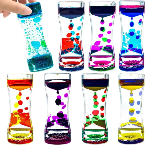 Vista 9 de Paquete de 6 burbujas de movimiento líquido para niños y adultos, paquete de 6 grandes burbujas líquidas, serie arcoíris, temporizador, sensorial