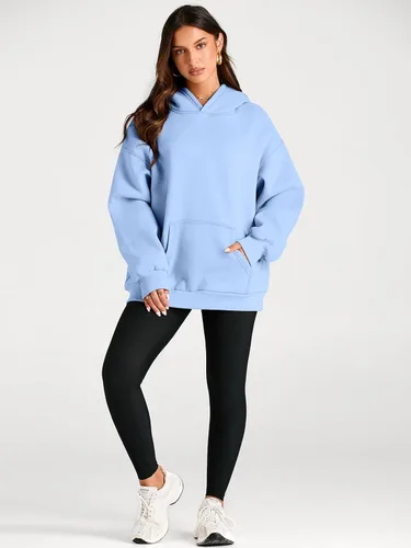 Vista 160 de Trendy Queen - Sudaderas extragrandes con capucha para mujer, suéteres de manga larga, sin botones, de vellón, de otoño, ropa de invierno