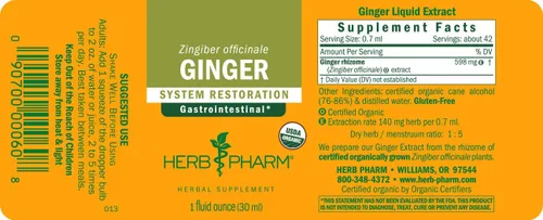 Vista 11 de Herb Pharm Extracto líquido de jengibre: Suplemento orgánico para la digestión, apoyo ocasional de náuseas, líquido de jengibre de absorción rápida