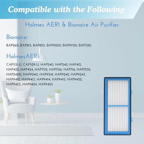 Vista 5 de Nispira Filtro de repuesto AER1 para purificador de aire Holmes HAPF30AT HAP242-NUC Total Air True HEPA 1 paquete, 1.2 x 10 x 4.6 pulgadas