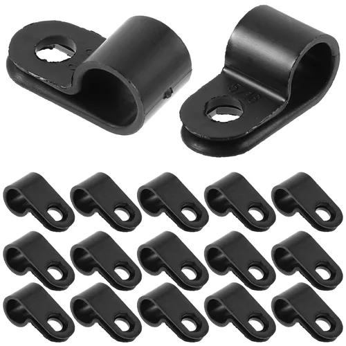 Vista 8 de iplusmile 100 clips de luz de cuerda estilo P clips de cable de montaje tipo R abrazaderas de cable de plástico para cable de pared, organizador