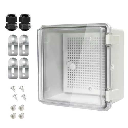 Vista 23 de Caja de conexiones IP65 impermeable carcasa de plástico ABS con cubierta transparente de PC con bisagras, caja de proyectos eléctricos con placa