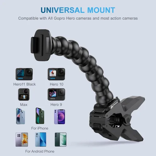 Vista 4 de Soporte de Teléfono con Cuello de Ganso, Abrazadera con Clip de Montaje, Soporte de Teléfono Celular para Escritorio, Poste, Mesa Compatible