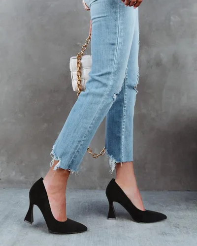 Vista 6 de Junayuan Zapatos de tacón alto para mujer, punta cerrada, tacón acampanado, sin cordones, para fiesta, boda, oficina, zapatos de vestir
