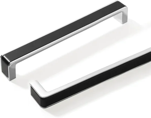 Vista 8 de Paquete de 2 manijas de gabinete de cocina, tiradores de gabinete negro mate y dorado, pomos modernos para cajones de tocador para baño, dormitorio