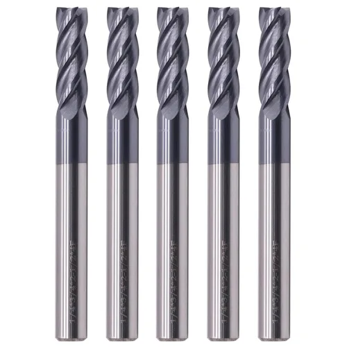 Vista 13 de BestParts 5 fresas cuadradas de carburo sólido de alto rendimiento, revestimiento AlTiN, 4 flautas, hélice de 30 grados, diámetro de corte de 1/2