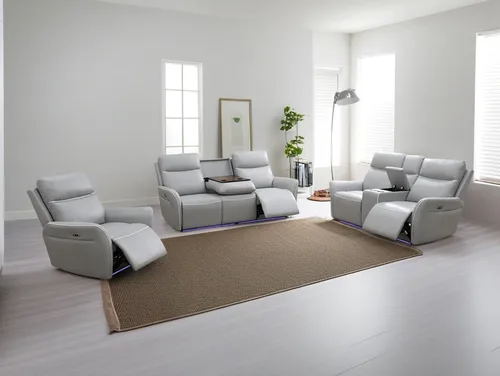 Vista 99 de Juego de sofá reclinable eléctrico, seccional de cuero transpirable beige, juego de muebles de sala de estar, 2 piezas, sofá reclinable eléctrico