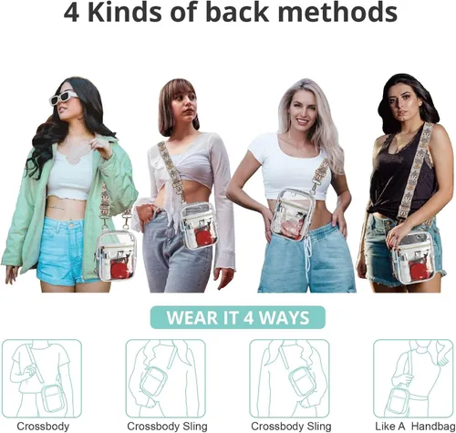 Vista 44 de Bolso cruzado aprobado por estadios para mujer, bolsa transparente para estadios para eventos deportivos, conciertos
