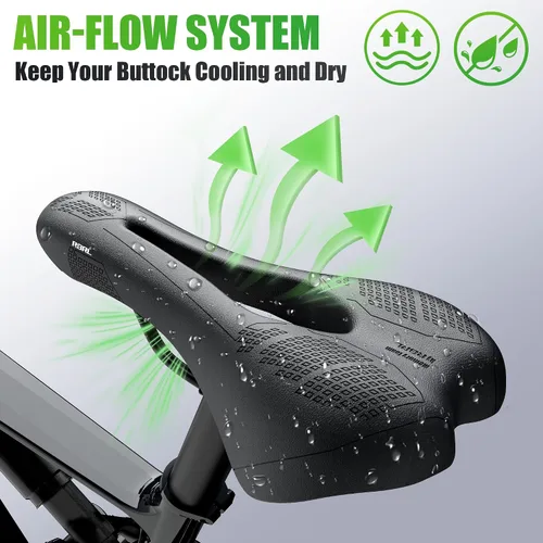 Vista 5 de RBRL Asiento de bicicleta – Cómodo cojín de asiento de bicicleta de espuma con memoria profesional con doble absorción de impactos, silla