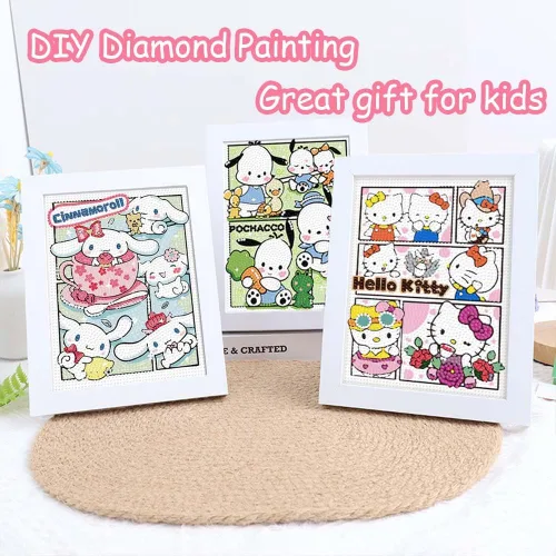 Vista 6 de Akutoer Lindos kits de dibujo de diamantes de dibujos animados, pintura Kawaii con diamantes, arte de gemas y manualidades, suministros de pintura