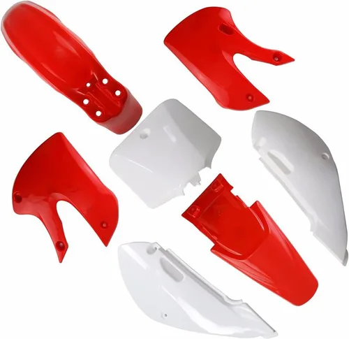 Vista 2 de Tanque de asiento de kit de carenado de guardabarros de plástico rojo para KLX110 KX65 DRZ110