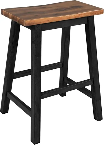 Vista 8 de Polibi Juego de isla de cocina de 3 piezas con 2 taburetes y 2 estantes, juego de mesa de comedor de madera de goma rústica con estantes abiertos